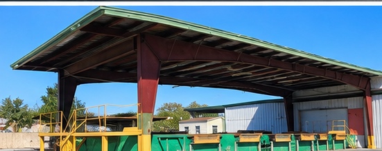 Covered loading area at the warehouse
