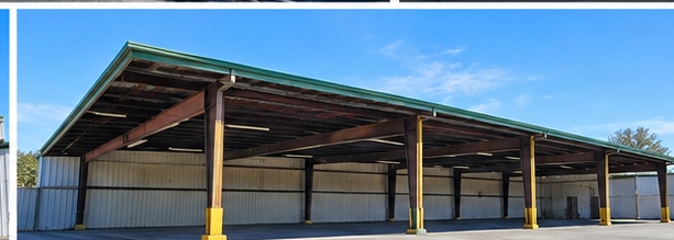 Side view of the covered storage area